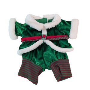 Build-A-Bear Clothes Elf Outfit Jacket Pants Green Red Velour Faux Fur Trim BABW